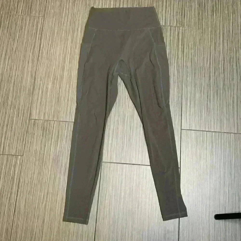 Buff Bunny Women's Olive Green High Rise Athletic Workout Pull On Leggings Sz S